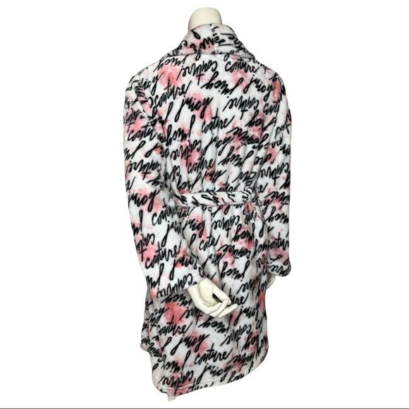Juicy Couture Robe Sleepwear S/M Watercolor Logo Short with Tie Pink White Black - Picture 4 of 11